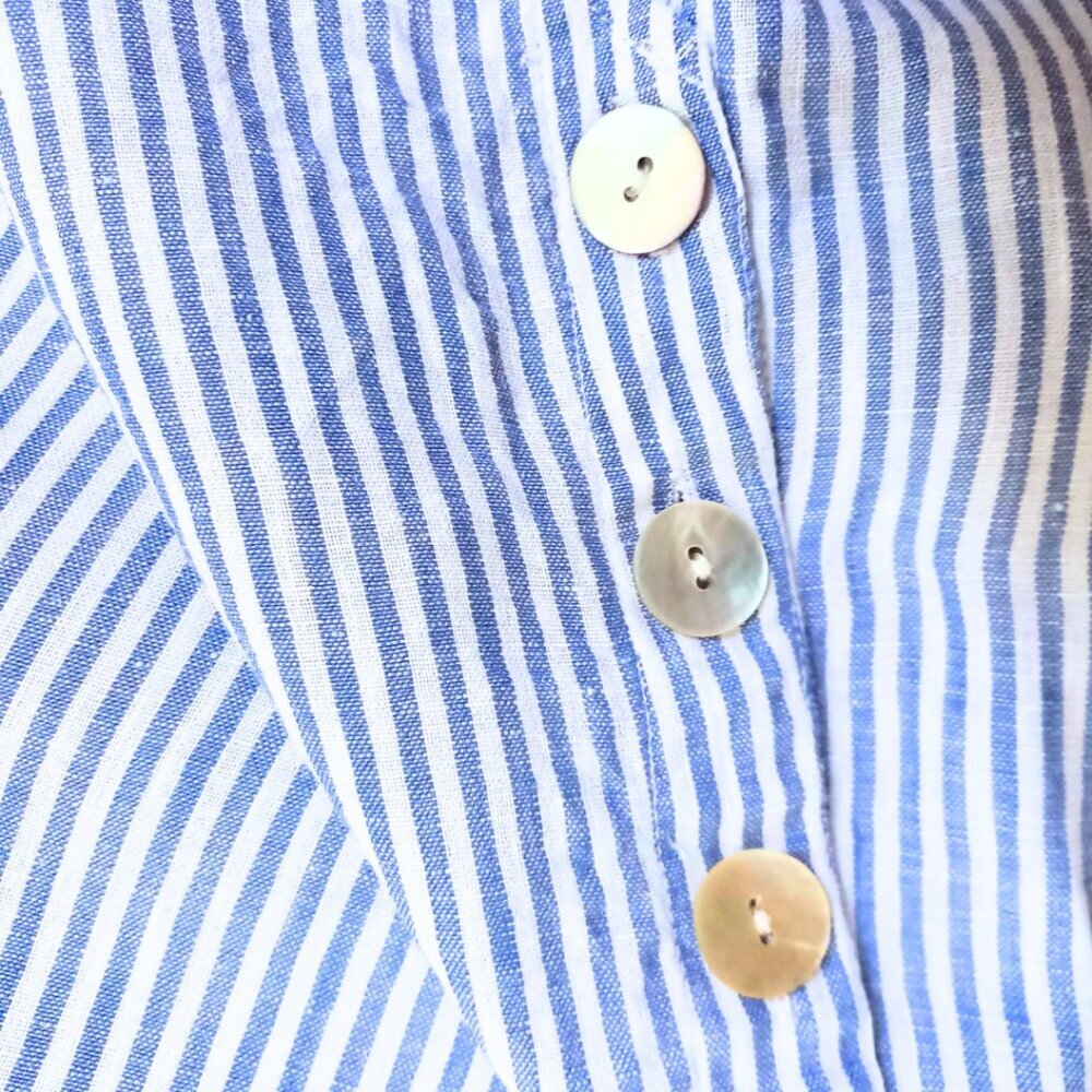 J.Jill Love Linen Blue Striped Sleeveless Button-Front Tunic Top – Size S - Picture 3 of 9